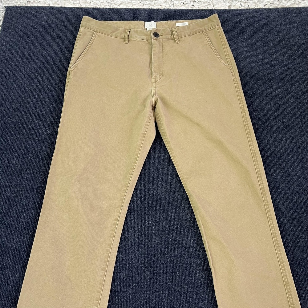 H&M LOGG Pants Mens 34 Khaki Skinny Fit Stretch Chino Casual‎ Twill Work Office